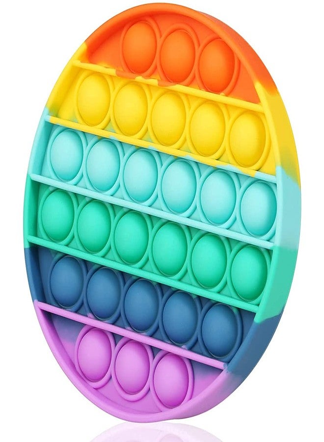 DealFry Push Pop Bubble Sensory Fidget Toy Set,Pop It Autism Special Needs Silicone Stress Relief Toy Popper Educational Toys for Family and Friends Rainbow Motor Kids (Round) - Image 1